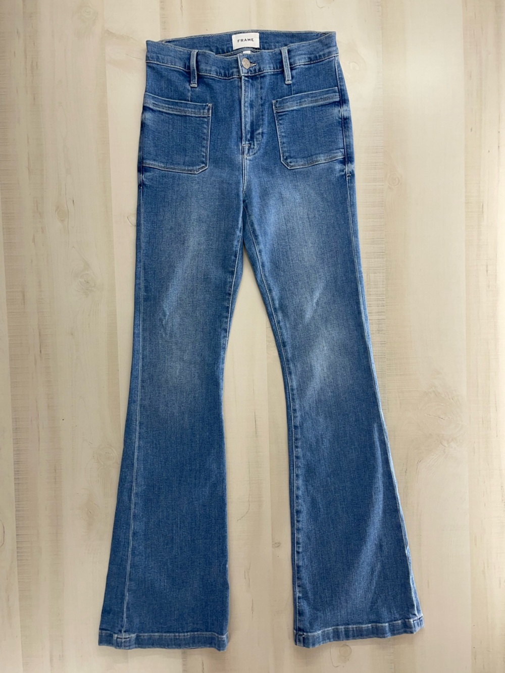 FRAME DENIM high rise stretch wide leg flare jeans 28